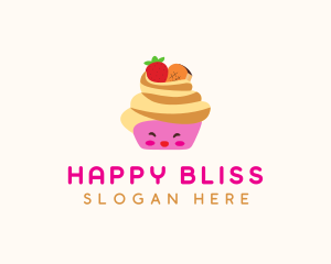 Happy Fruit Cupcake  logo design