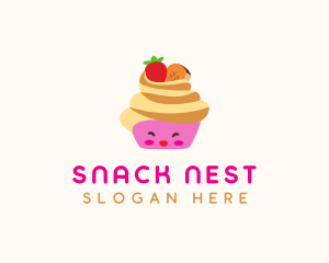 Happy Fruit Cupcake  logo design