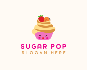 Happy Fruit Cupcake  logo design