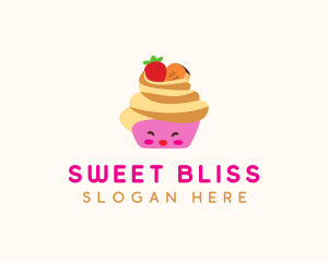 Happy Fruit Cupcake  logo design