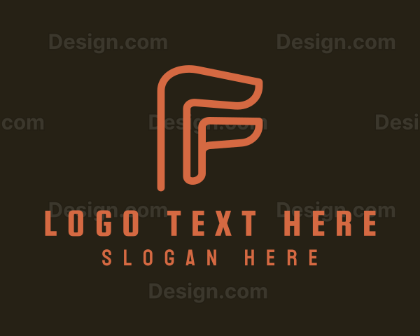 Orange Outline Letter F Logo