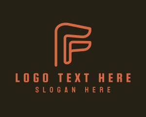 Orange Outline Letter F logo