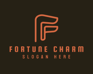 Orange Outline Letter F logo design