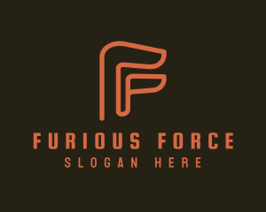 Orange Outline Letter F logo design