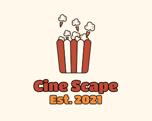 Cinema Popcorn Snack logo design