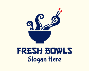 Octopus Seafood Bowl logo design