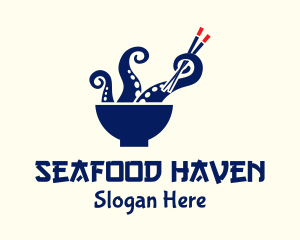 Octopus Seafood Bowl logo design