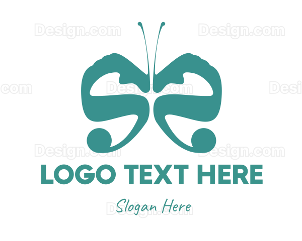 Teal Butterfly Wings Logo