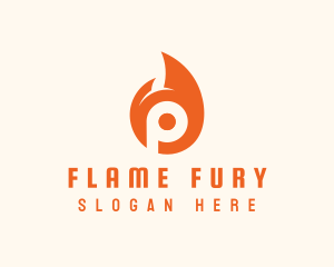 Orange Flame Letter P logo