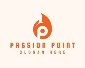 Orange Flame Letter P logo design