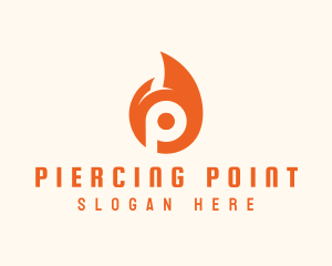 Orange Flame Letter P logo design