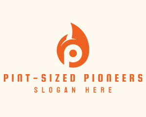 Orange Flame Letter P logo design