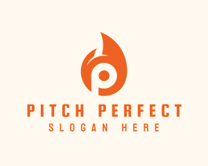 Orange Flame Letter P logo design