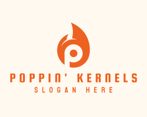 Orange Flame Letter P logo design