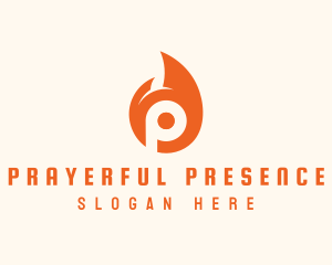 Orange Flame Letter P logo design