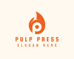 Orange Flame Letter P logo design