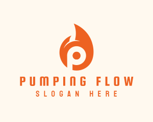 Orange Flame Letter P logo design