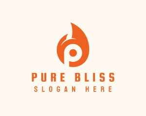 Orange Flame Letter P logo design