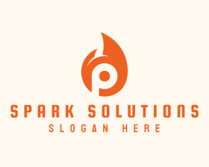 Orange Flame Letter P logo