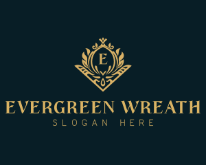 Wreath Royalty Shield logo design