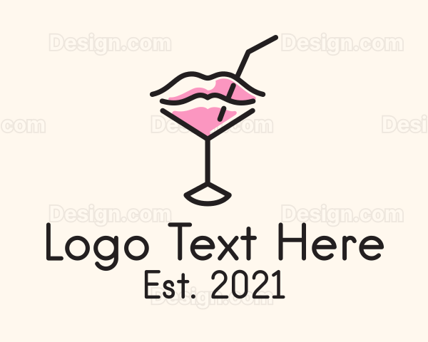 Wine Glass Lips Logo