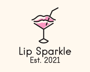 Wine Glass Lips logo design