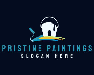 Bucket Paint Roller logo design