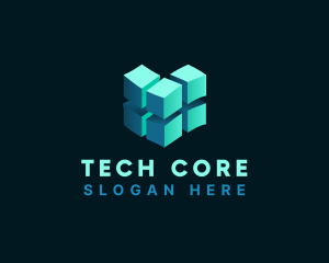 3D Cube Digital Tech logo design