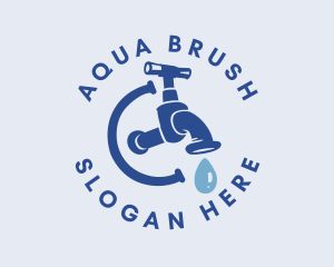 Plumbing Blue Faucet  logo design