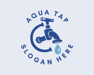 Plumbing Blue Faucet  logo design