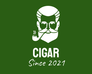 Hipster Smoking Pipe logo design