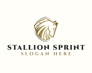 Shield Horse Stallion logo design