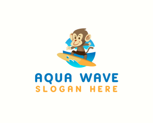 Monkey Water Surfer logo design