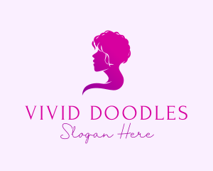 Female Curly Hair logo design