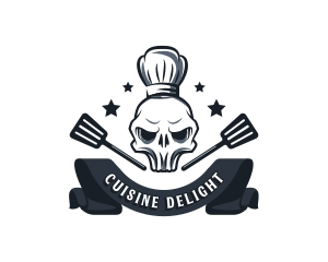 Skull Chef Spatula logo design