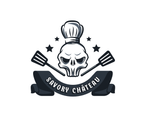 Skull Chef Spatula logo design