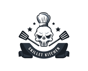 Skull Chef Spatula logo design