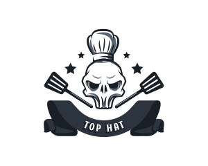 Skull Chef Spatula logo design