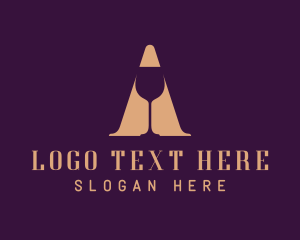 Wine Glass Letter A Logo