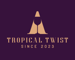 Wine Glass Letter A logo