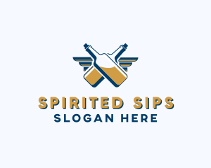 Wings Bar Pub Alcohol  logo design