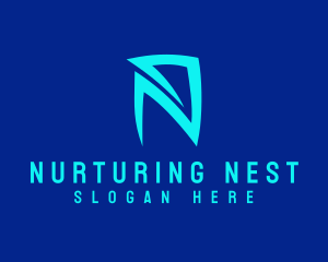 Blue Letter N Technology logo design