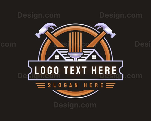 Hammer Construction Paintbrush Logo