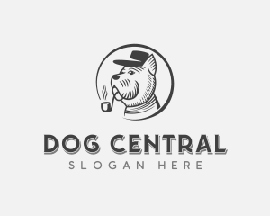 Pipe Smoking Dog Hat logo design