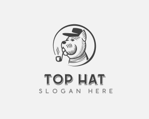 Pipe Smoking Dog Hat logo design