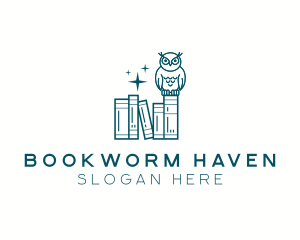 Owl Book Library  logo design