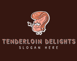 Pork Meat Food logo design