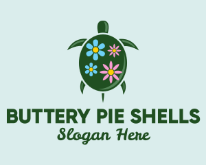 Floral Green Turtle logo design