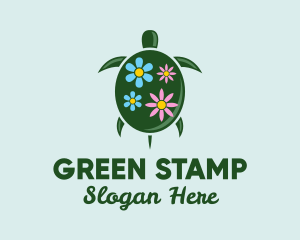 Floral Green Turtle logo design