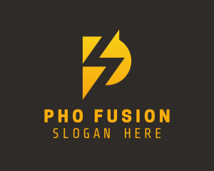 Yellow Lightning Letter P logo design